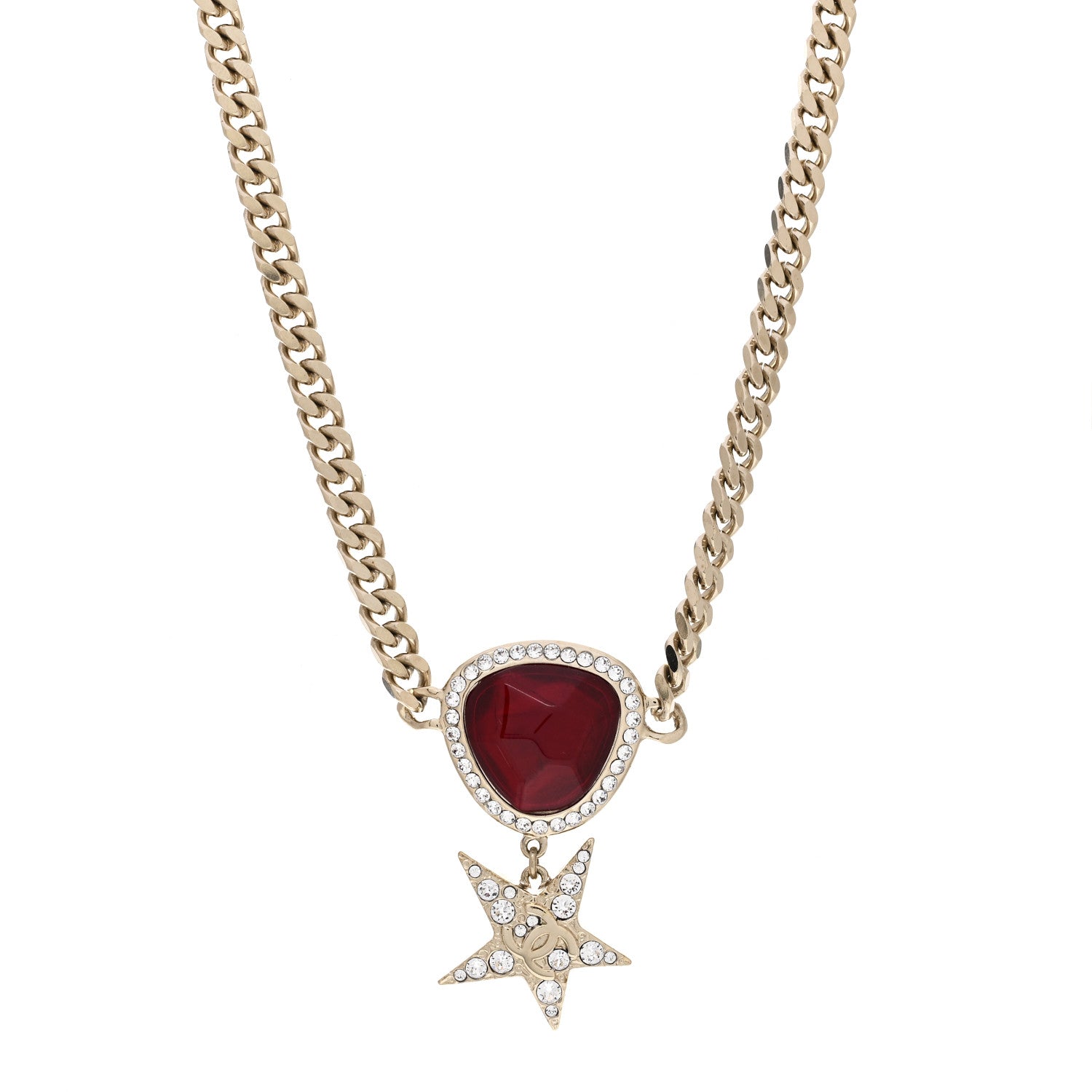 Chanel Crystal Star Choker Gold Silver Red 1 of 3