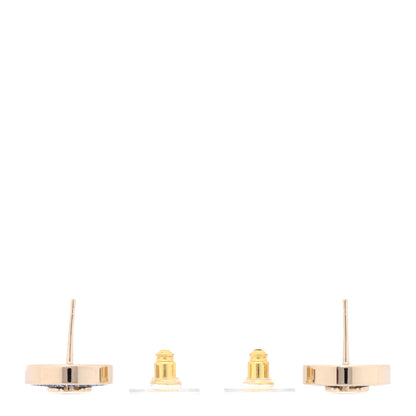Chanel Metal Enamel CC Denim Round Earrings Gold Blue 3 of 5