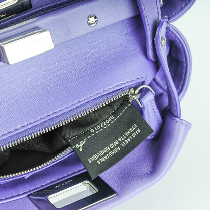 Fendi Nappa Mini Peekaboo Iconic Satchel Viola Cassis 7 of 8