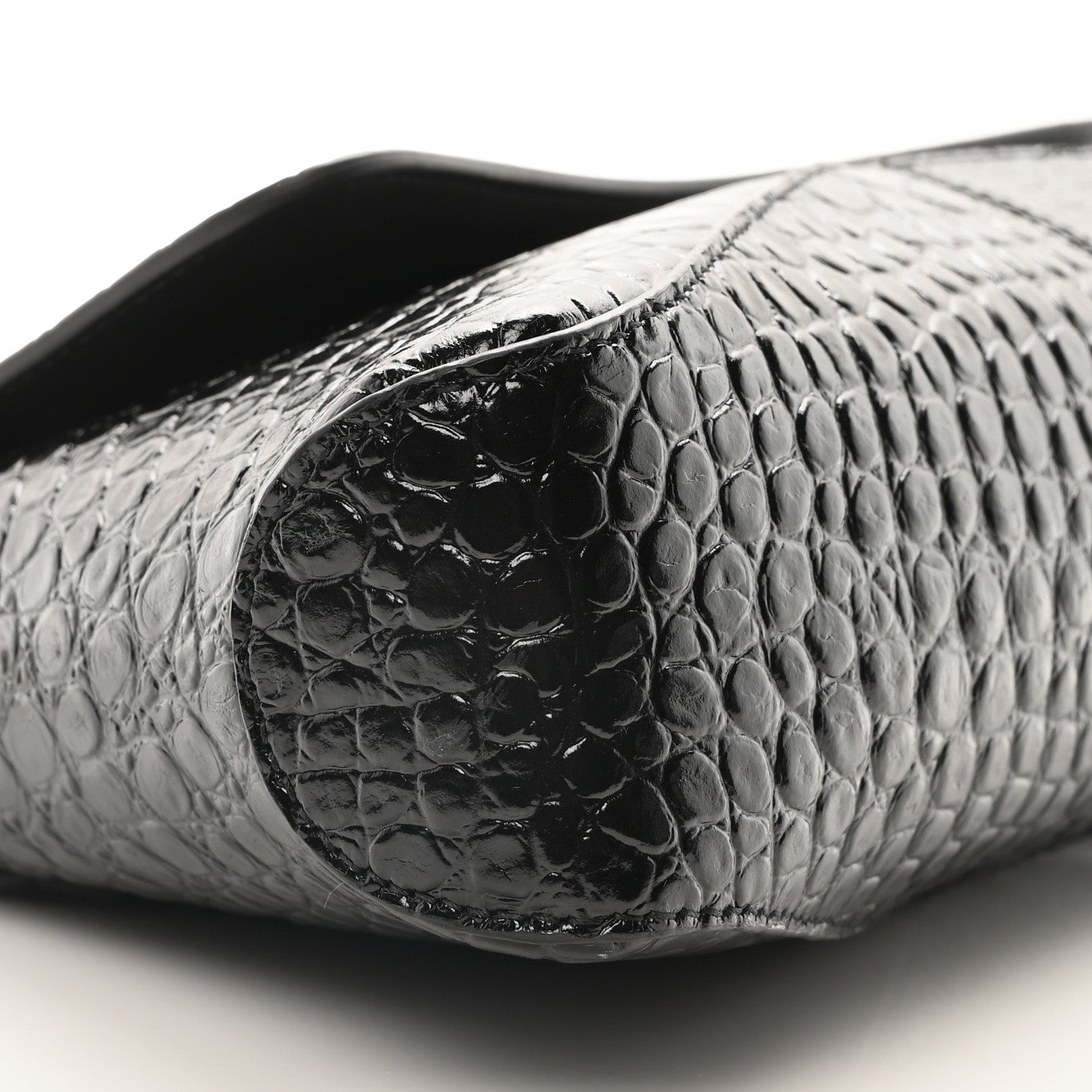 Balenciaga Shiny Super Supple Calfskin Crocodile Embossed Medium XX Flap Bag Black 10 of 11