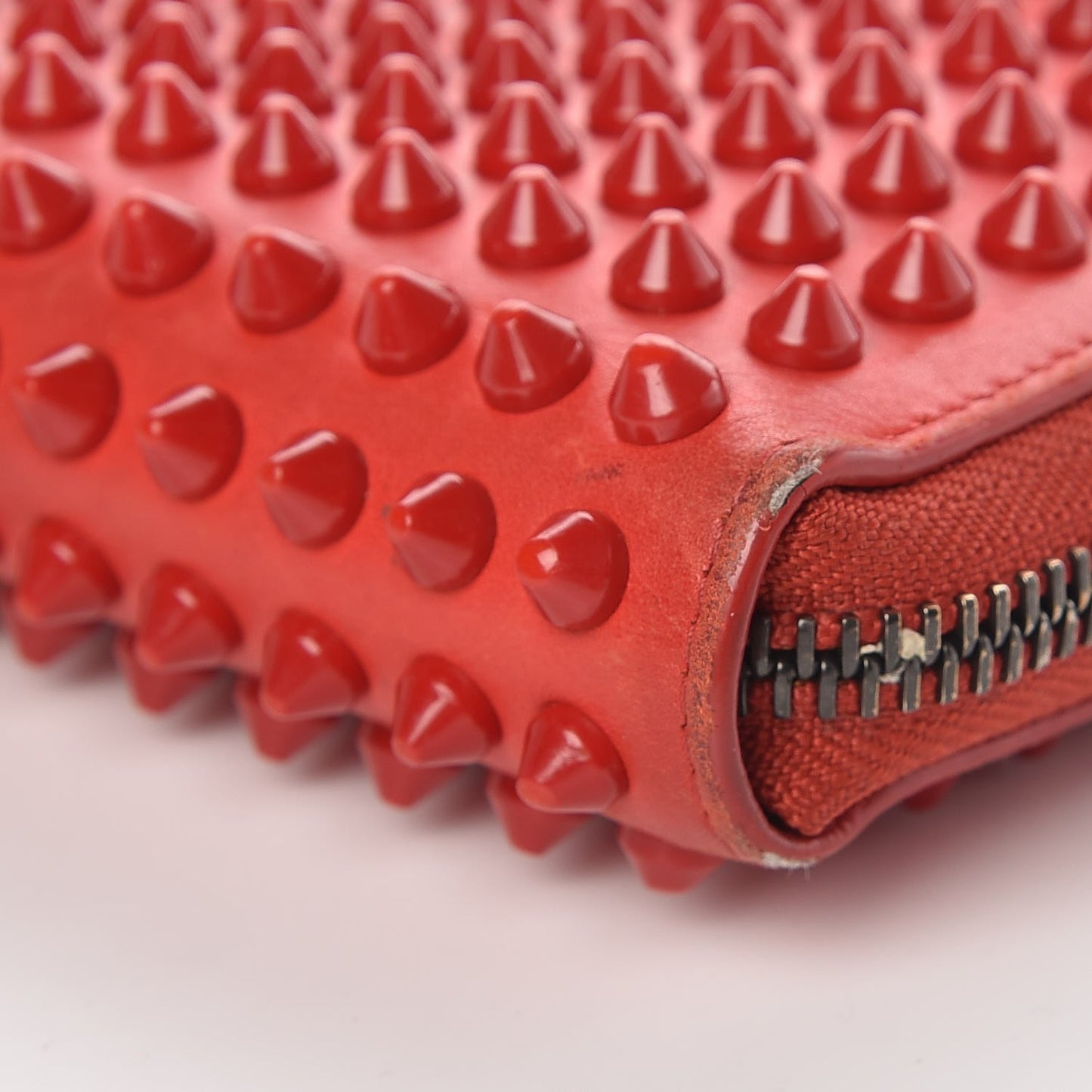 Calfskin Panettone Spiked Zip Around Wallet Rouge De Mars