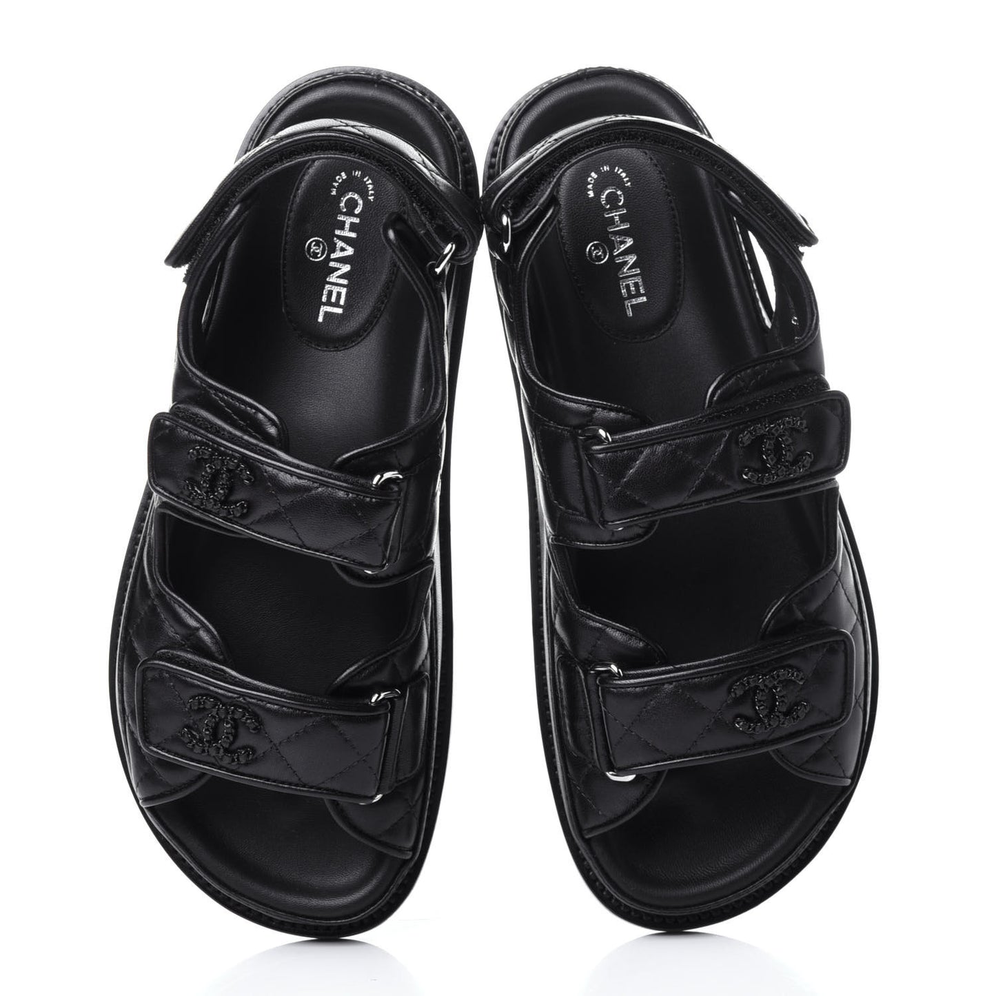 Lambskin Velcro Dad Sandals 37 Black