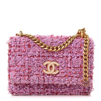 Chanel Tweed Enamel Quilted Pending CC Mini Wallet On Chain WOC Pink Purple 1 of 10