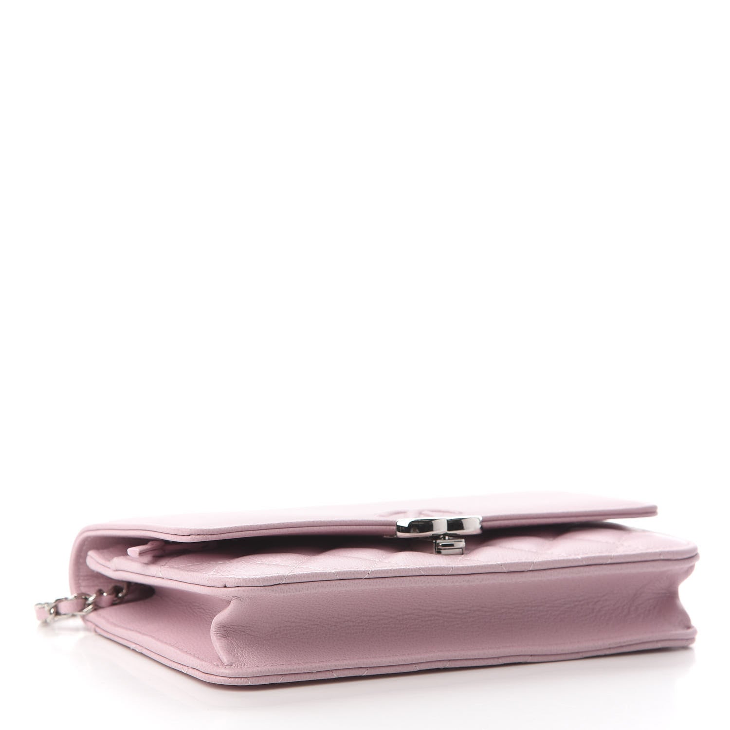 Chanel Grained Calfskin Quilted CC Box Wallet On Chain WOC Light Pink 3 of 9