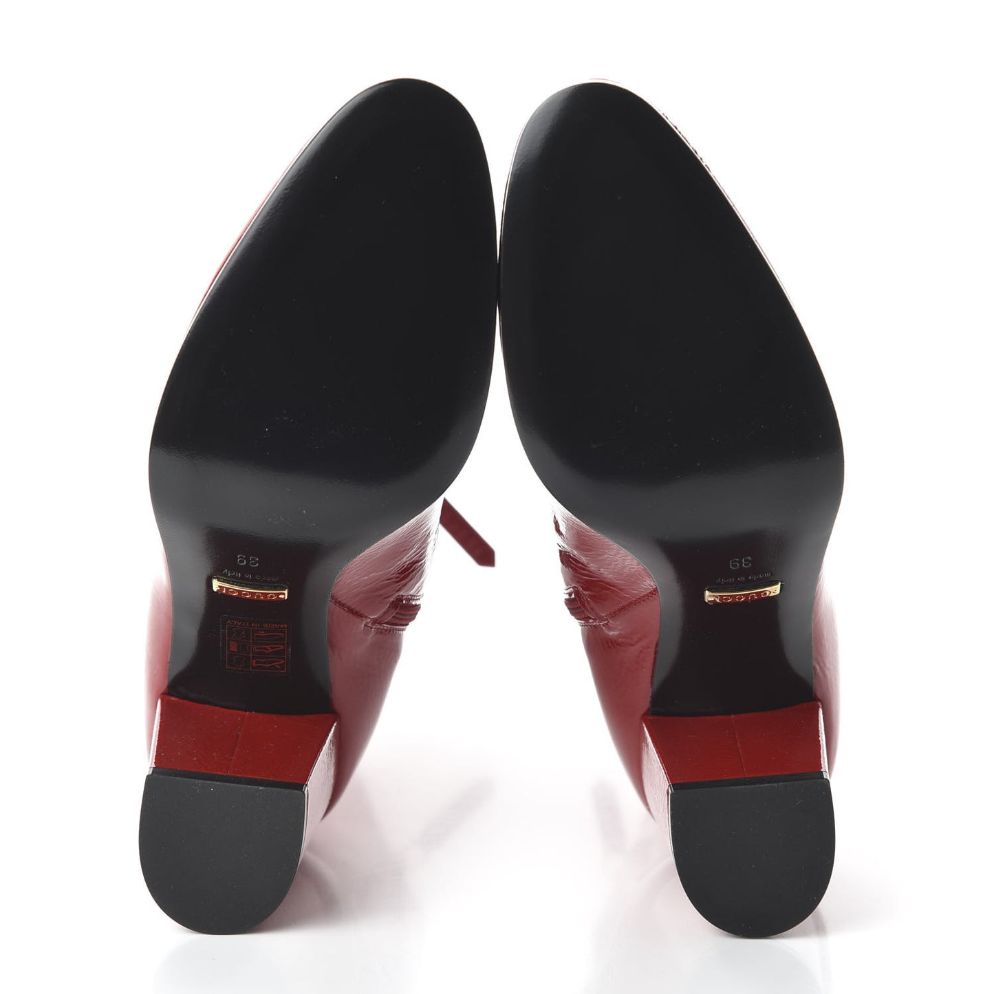 Patent Calfskin Stretch Boots 39 Hibiscus Red