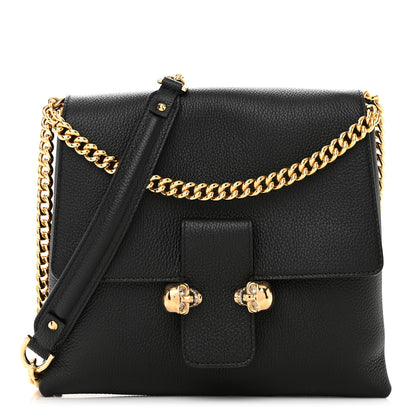 Alexander McQueen Calfskin Medium Twin Skull Chain Crossbody Black 1 of 14