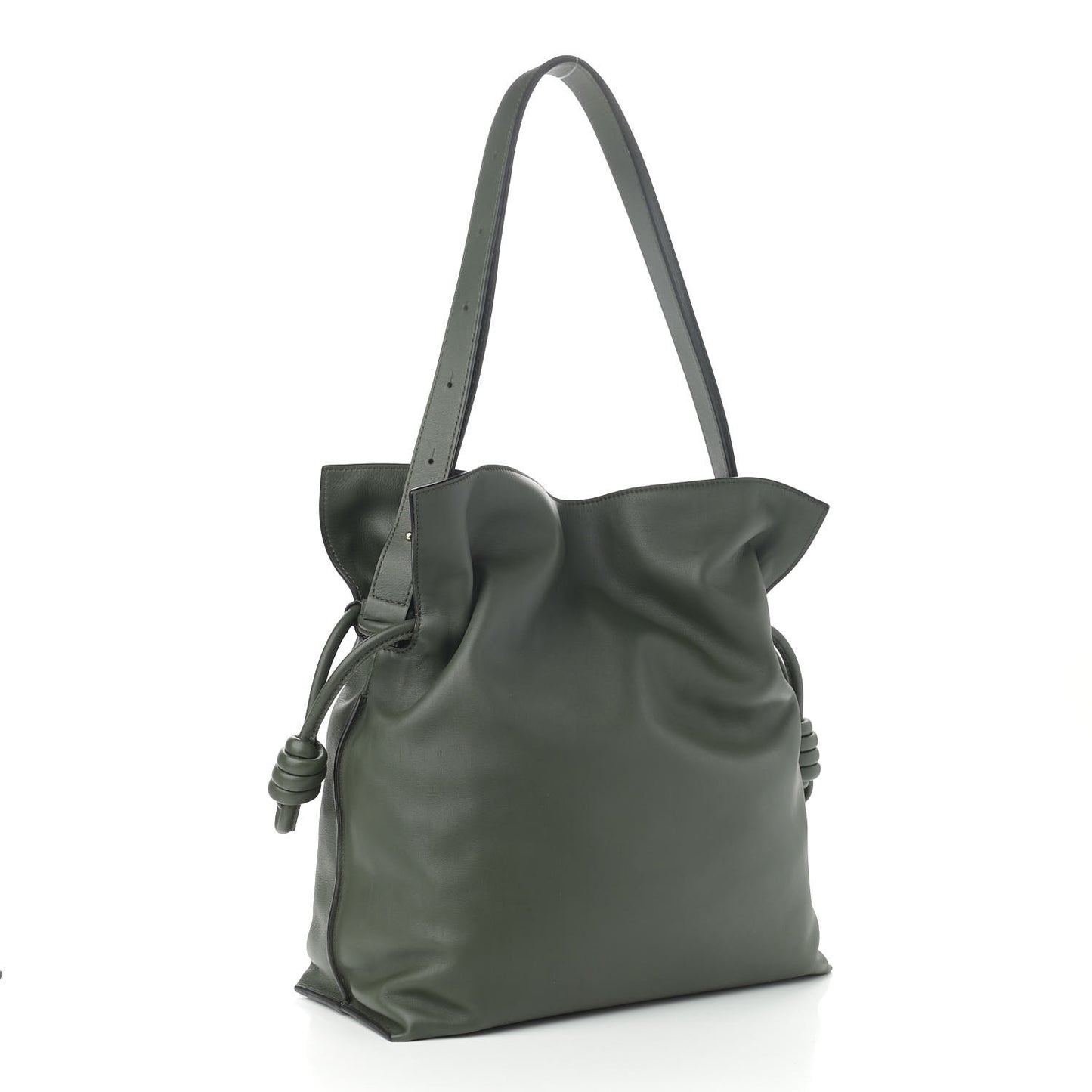 Calfskin Large Flamenco Knot Bag Khaki