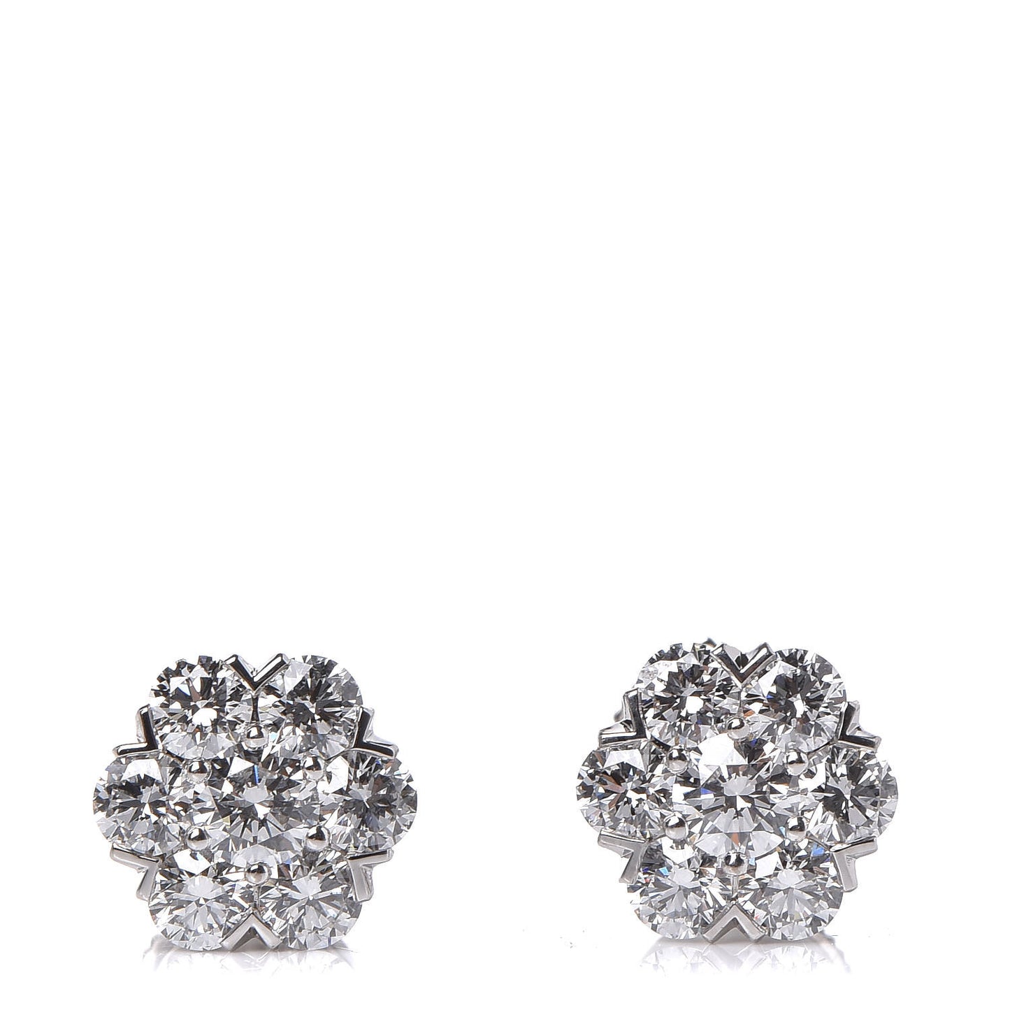 18K White Gold Diamond Large Fleurette Earrings