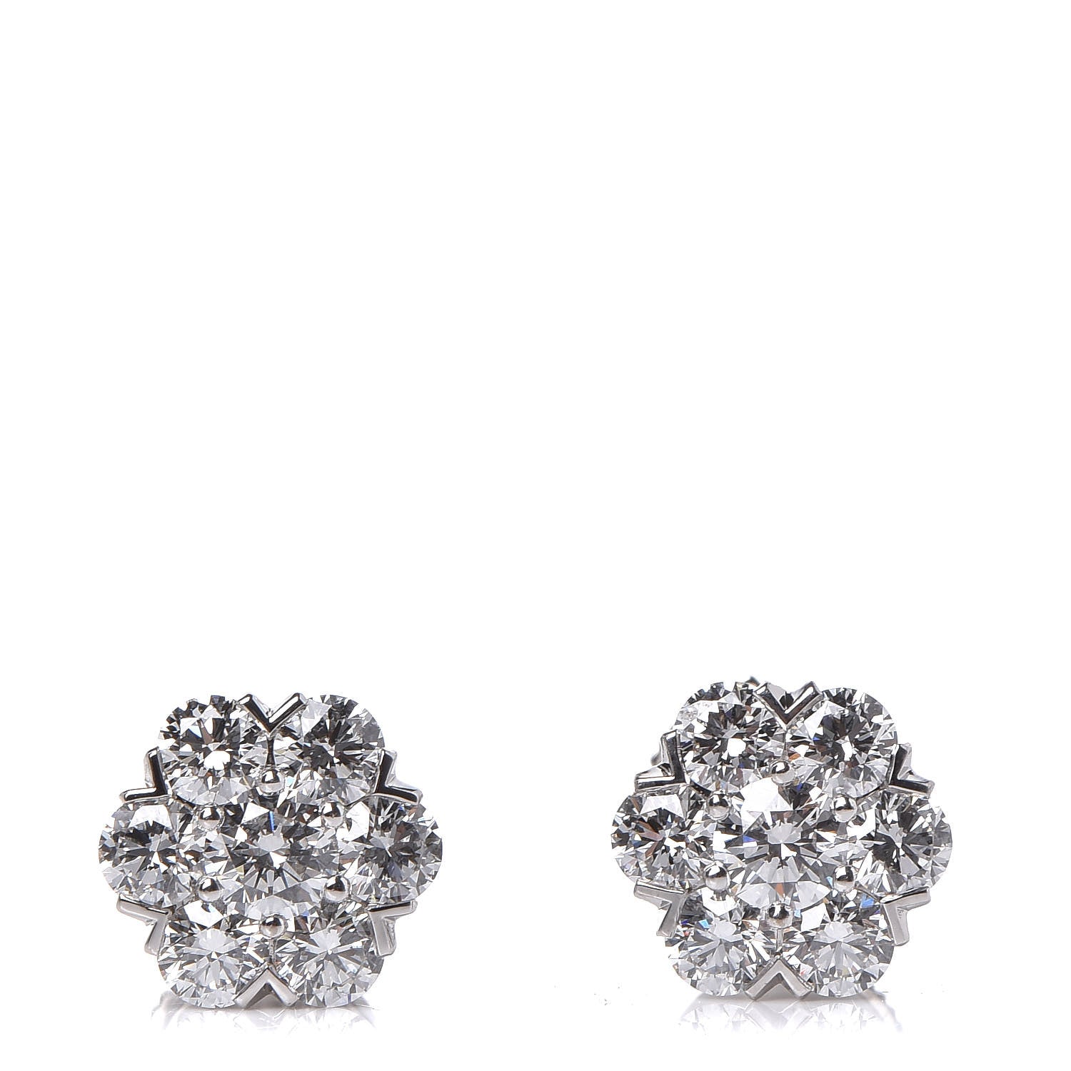 Van Cleef & Arpels 18K White Gold Diamond Large Fleurette Earrings 1 of 5