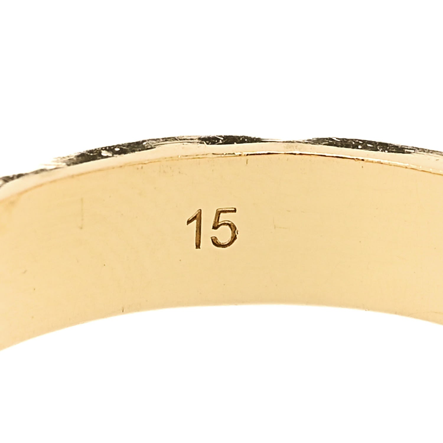 Gucci 18K Yellow Gold 4mm Hammered Icon Thin Band Ring 55/7.25 6 of 6