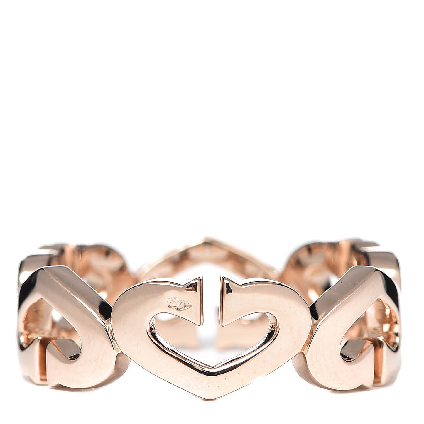 18K Pink Gold Diamond Hearts and Symbols Ring 61 9.5