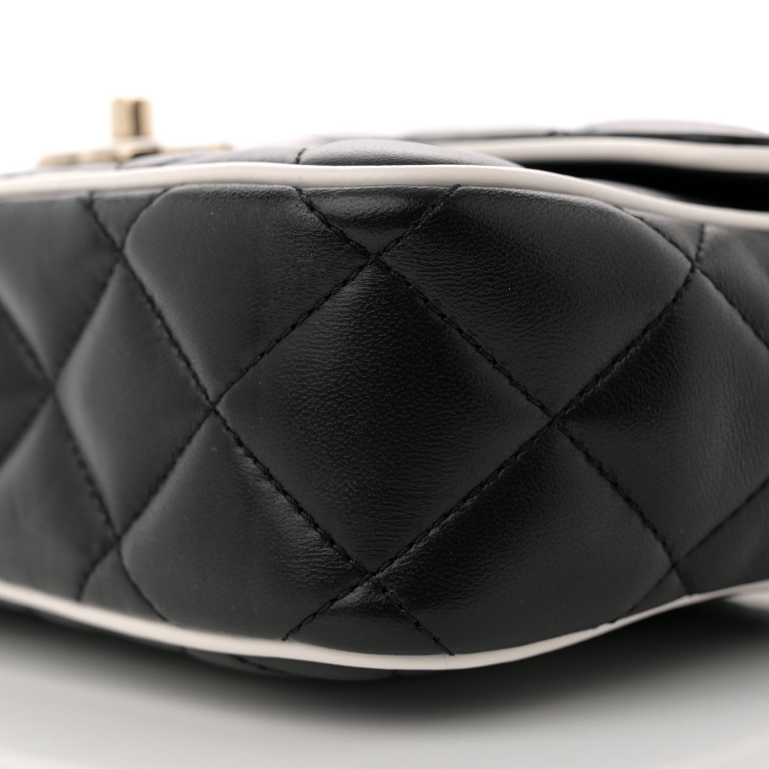 Chanel Lambskin Quilted Resin CC Flap Bag Black White 10 of 10