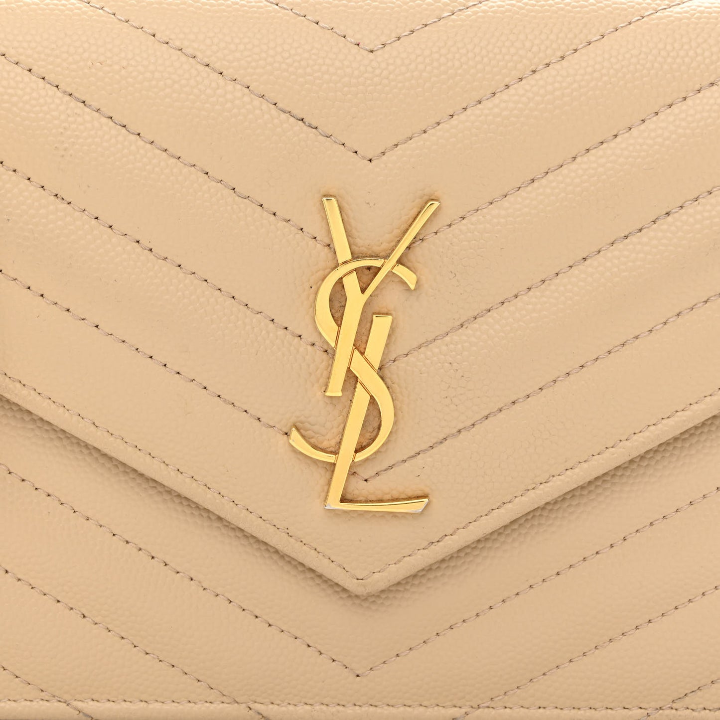 Grain De Poudre Matelasse Chevron Monogram Envelope Chain Wallet Nude Powder