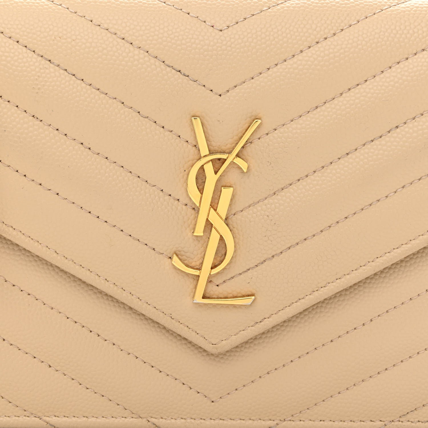 Saint Laurent Grain De Poudre Matelasse Chevron Monogram Envelope Chain Wallet Nude Powder 9 of 13