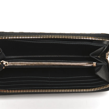 Valentino Garavani Pebbled Calfskin Rockstud Zip Around Wallet Black 5 of 11