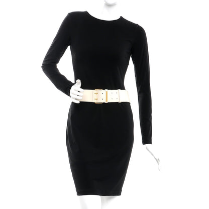 Chanel Lambskin Logo Wide Belt 85 34 Off White 2 of 8