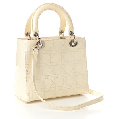 Christian Dior Patent Cannage Stitched Medium Lady Dior White 3 of 10