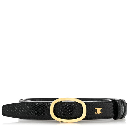 Celine Snakeskin Crocodile Embossed Calfskin Reversible Medium 25mm Triomphe Belt 80 32 Black 1 of 6