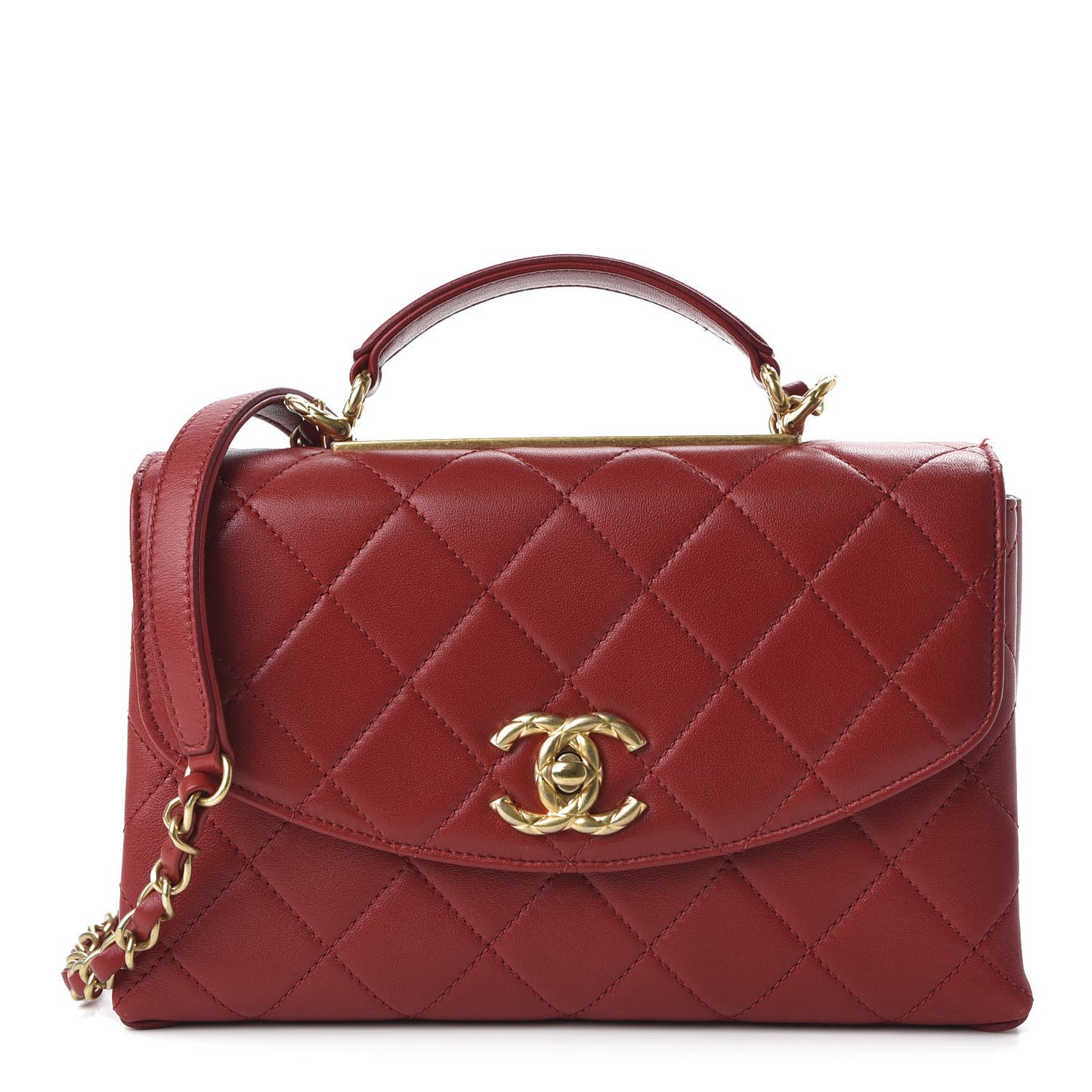 Lambskin Quilted CC Flap Bag Dark Red