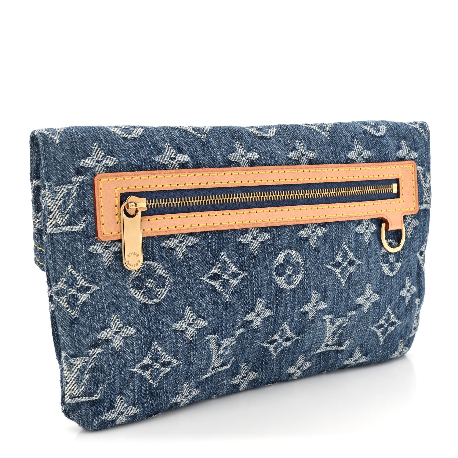 Louis Vuitton Monogram Denim Pochette Plat Clutch Blue 3 of 8