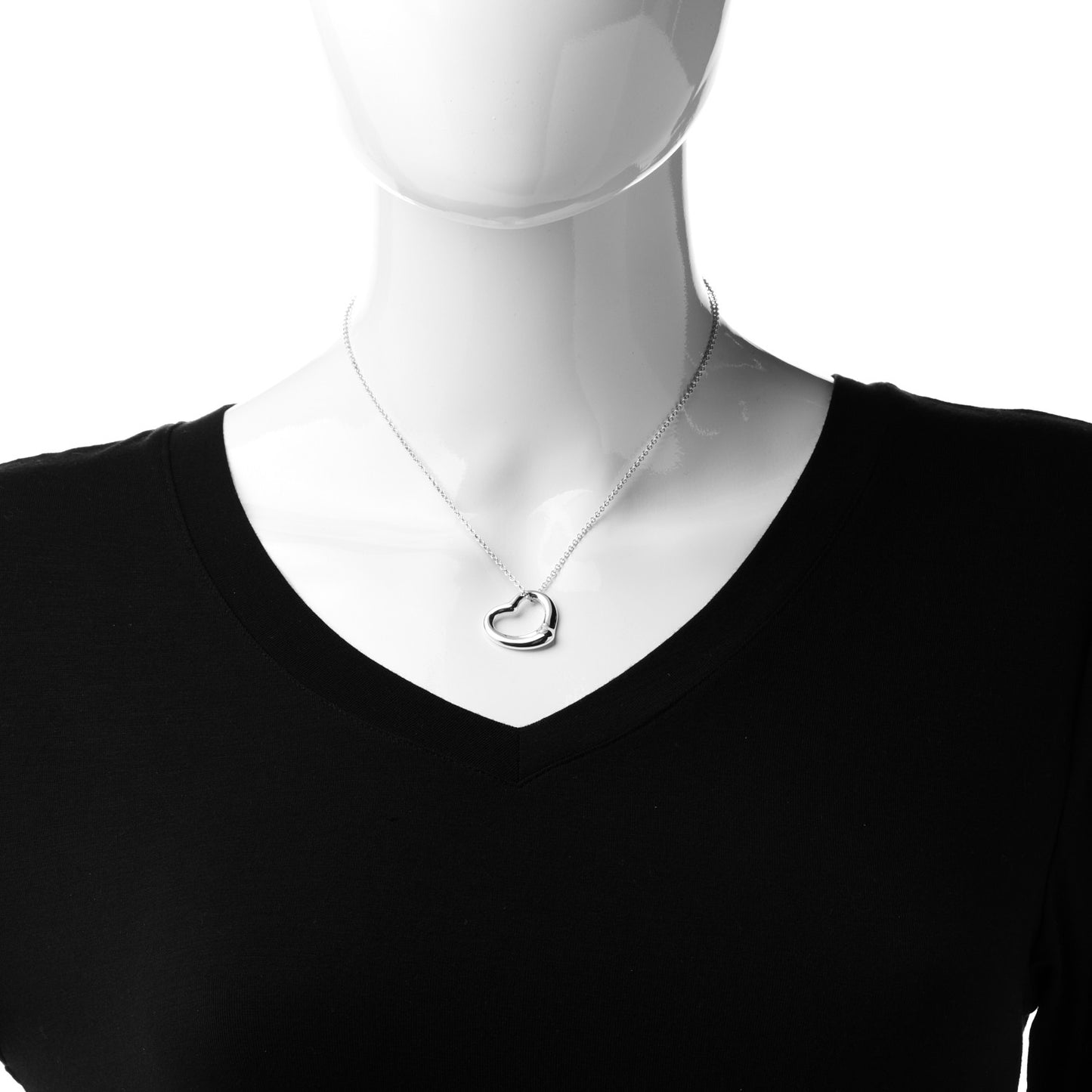 Sterling Silver 22mm Elsa Peretti Open Heart Pendant Necklace