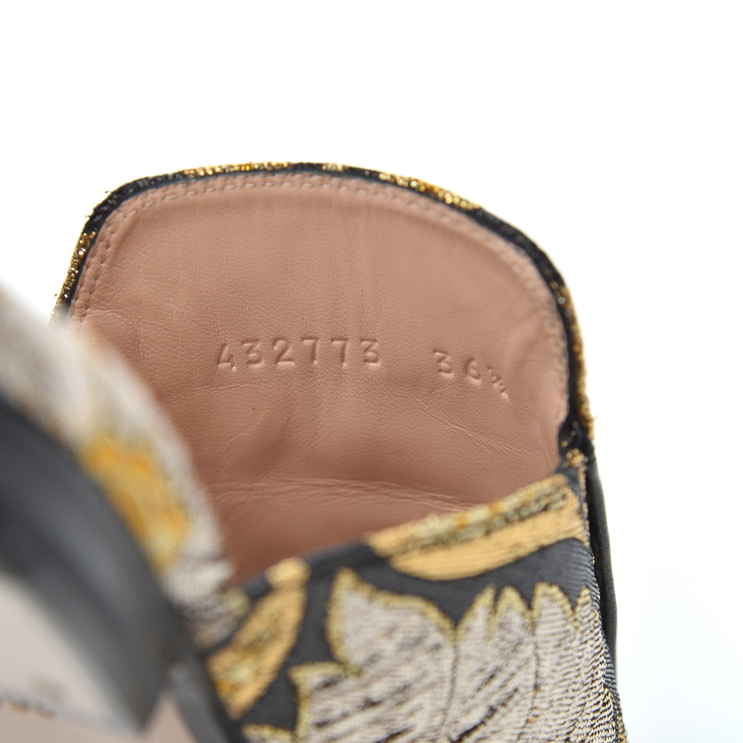 Jacquard Floral Womens Princetown Slippers 36.5 Oro Black
