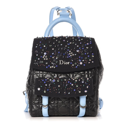 Christian Dior Lambskin Cannage Embellished Small Stardust Backpack Light Blue Black 1 of 7