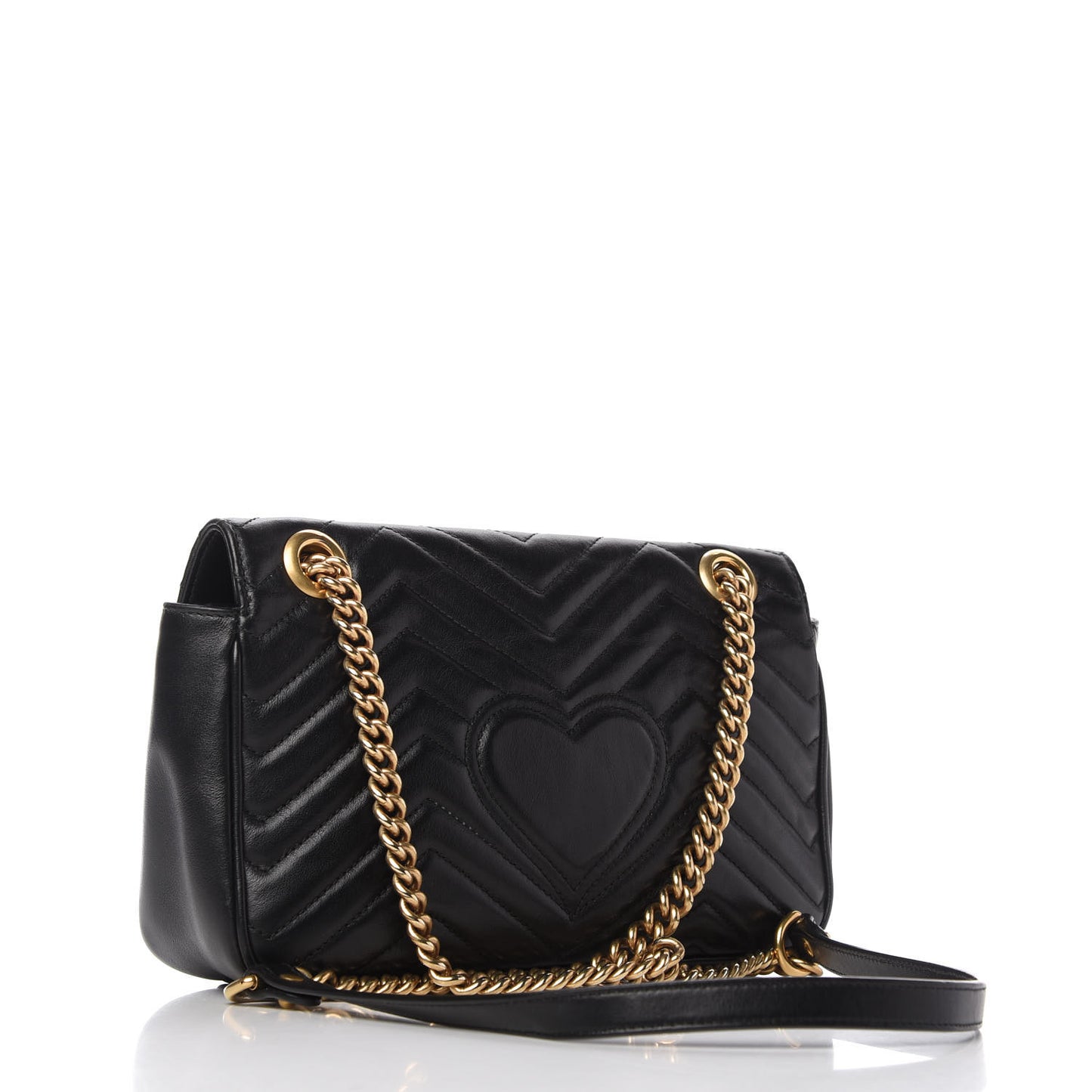 Calfskin Matelasse Small GG Marmont Shoulder Bag Black