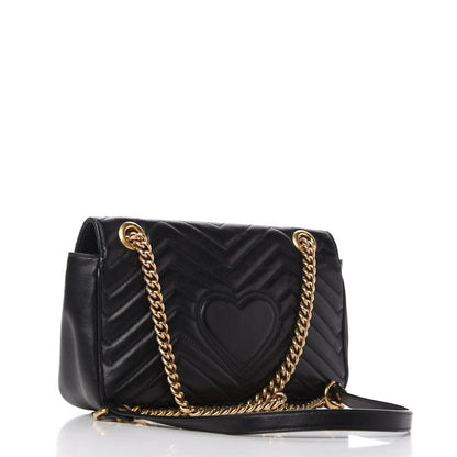 Gucci Calfskin Matelasse Small GG Marmont Shoulder Bag Black 3 of 10