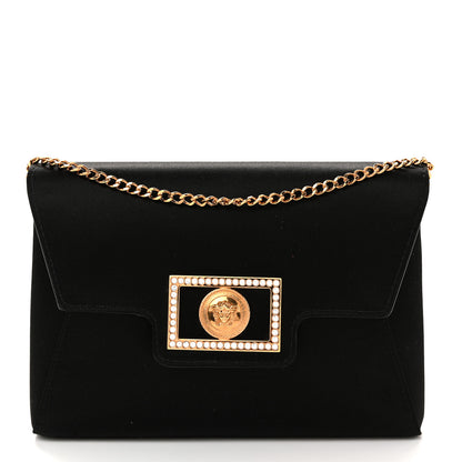 Versace Satin Crystal La Medusa Pouch On Chain Black 1 of 9