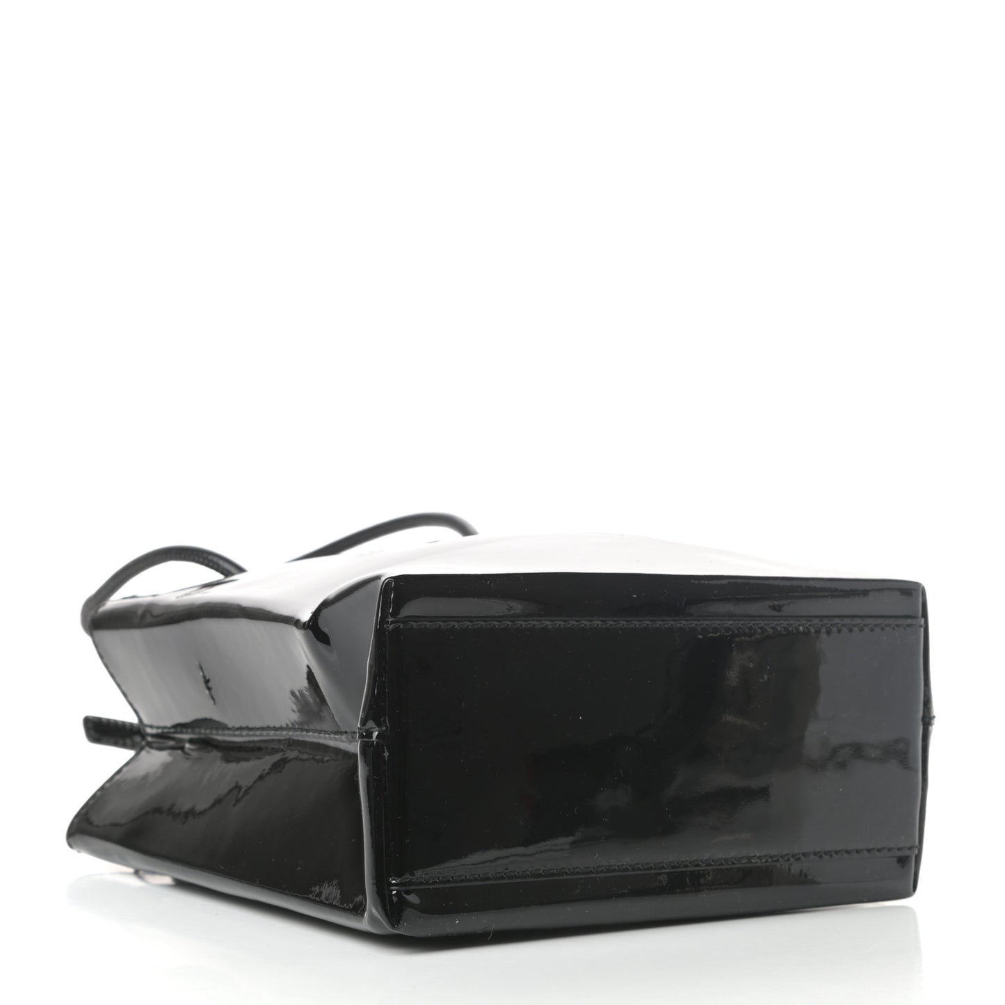 Patent Calfskin Logo Shopping Tote XXS Black