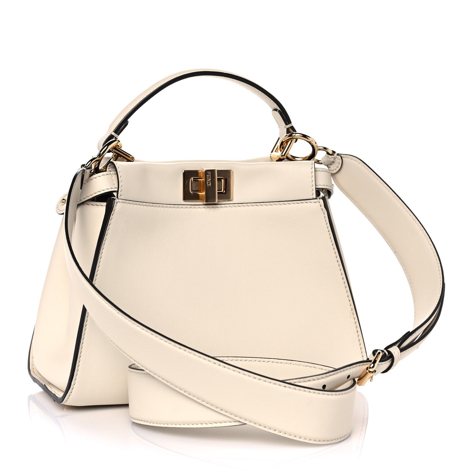 Fendi Vitello Seta Suede FF Mini Peekaboo Iconic Satchel Uovo Sigaro Marrone 3 of 12