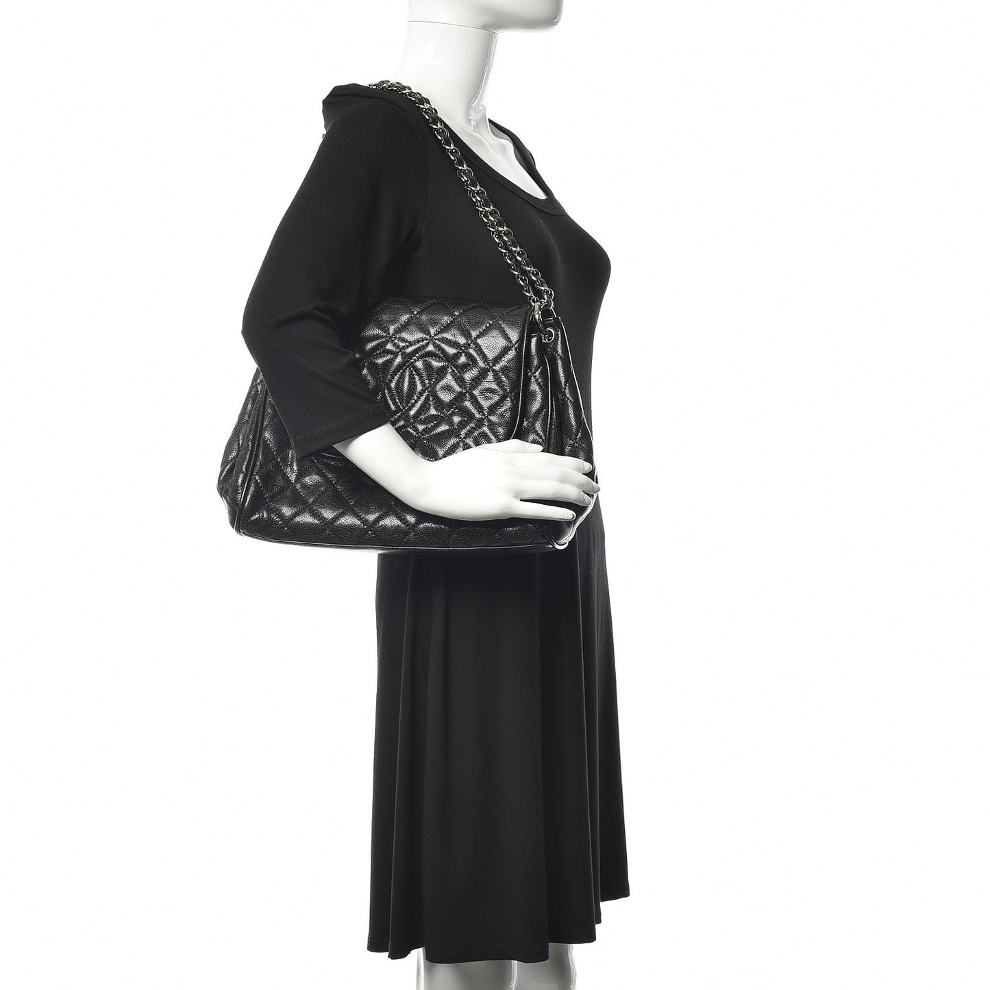 Caviar Quilted Timeless Accordion Flap Black