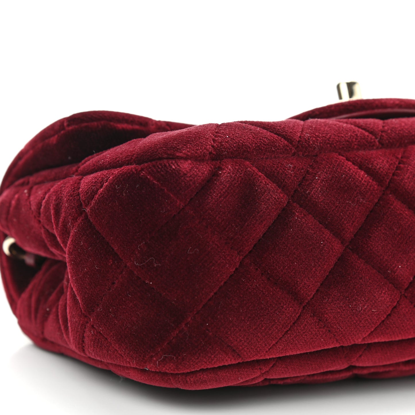 Velvet Quilted Mini Rectangular Pearl Crush Flap Burgundy