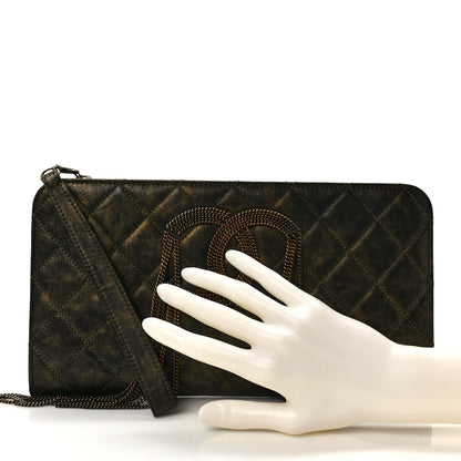 Chanel Calfskin Quilted Chain CC Chain Clutch Dark Gold 2 of 6