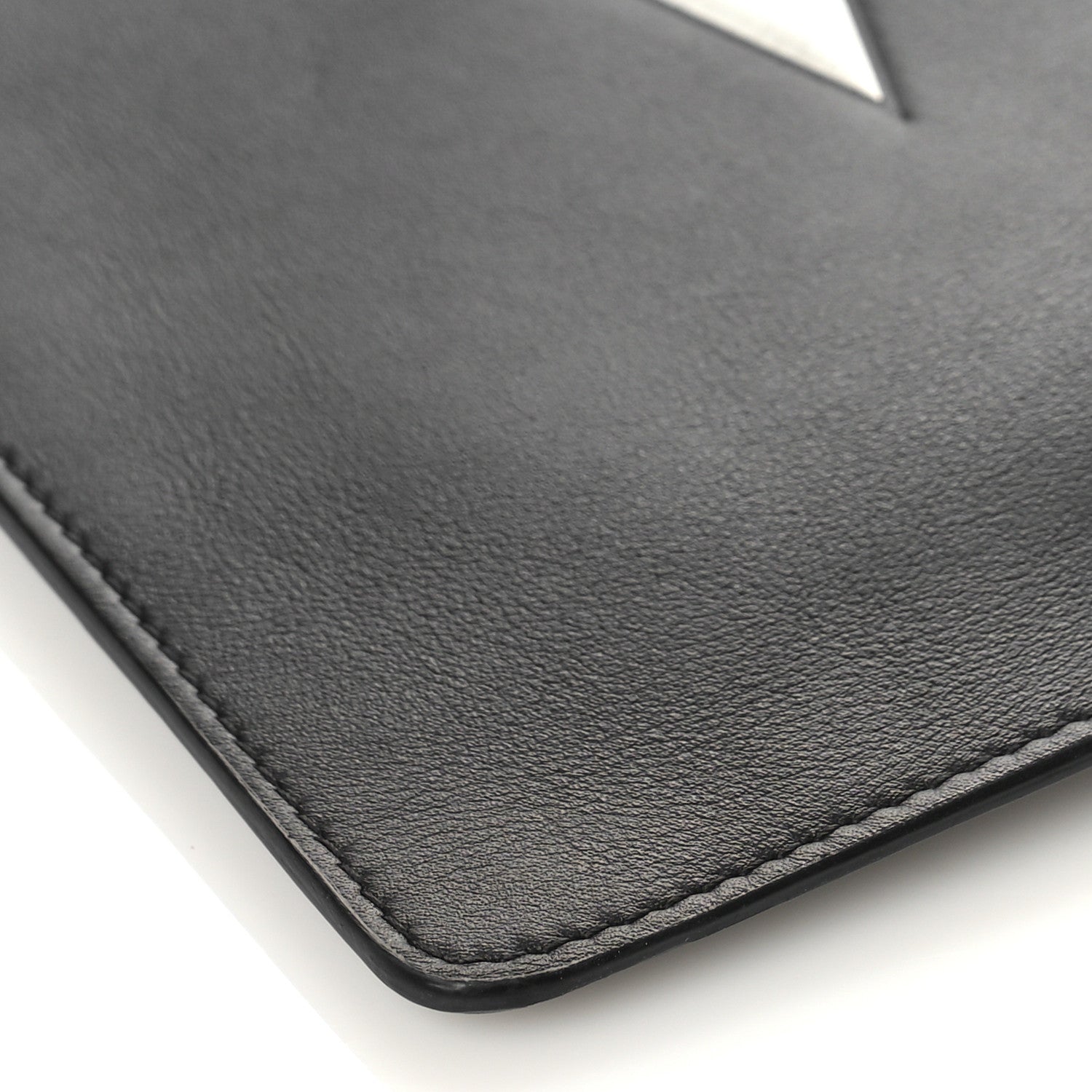 Valentino Garavani Calfskin VLTN Large Flat Zip Pouch Black 7 of 9