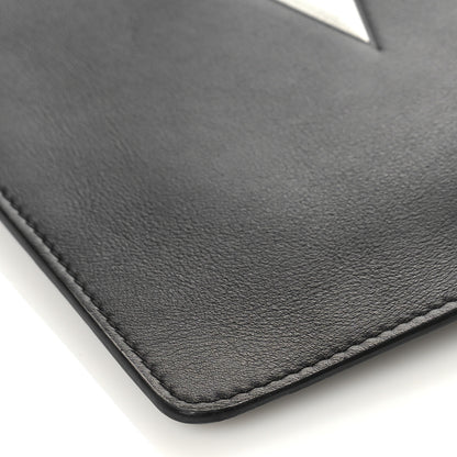 Valentino Garavani Calfskin VLTN Large Flat Zip Pouch Black 7 of 9