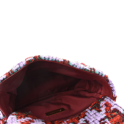 Chanel Tweed Quilted Medium Chanel 19 Flap Red Purple Green 5 of 10