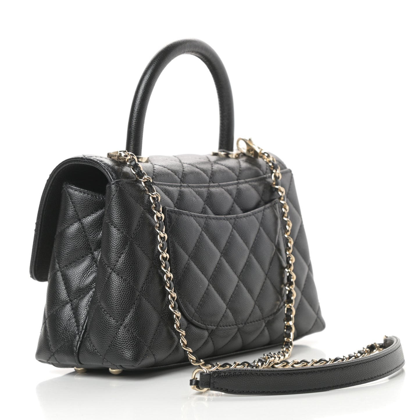 Caviar Quilted Mini Coco Handle Flap Black