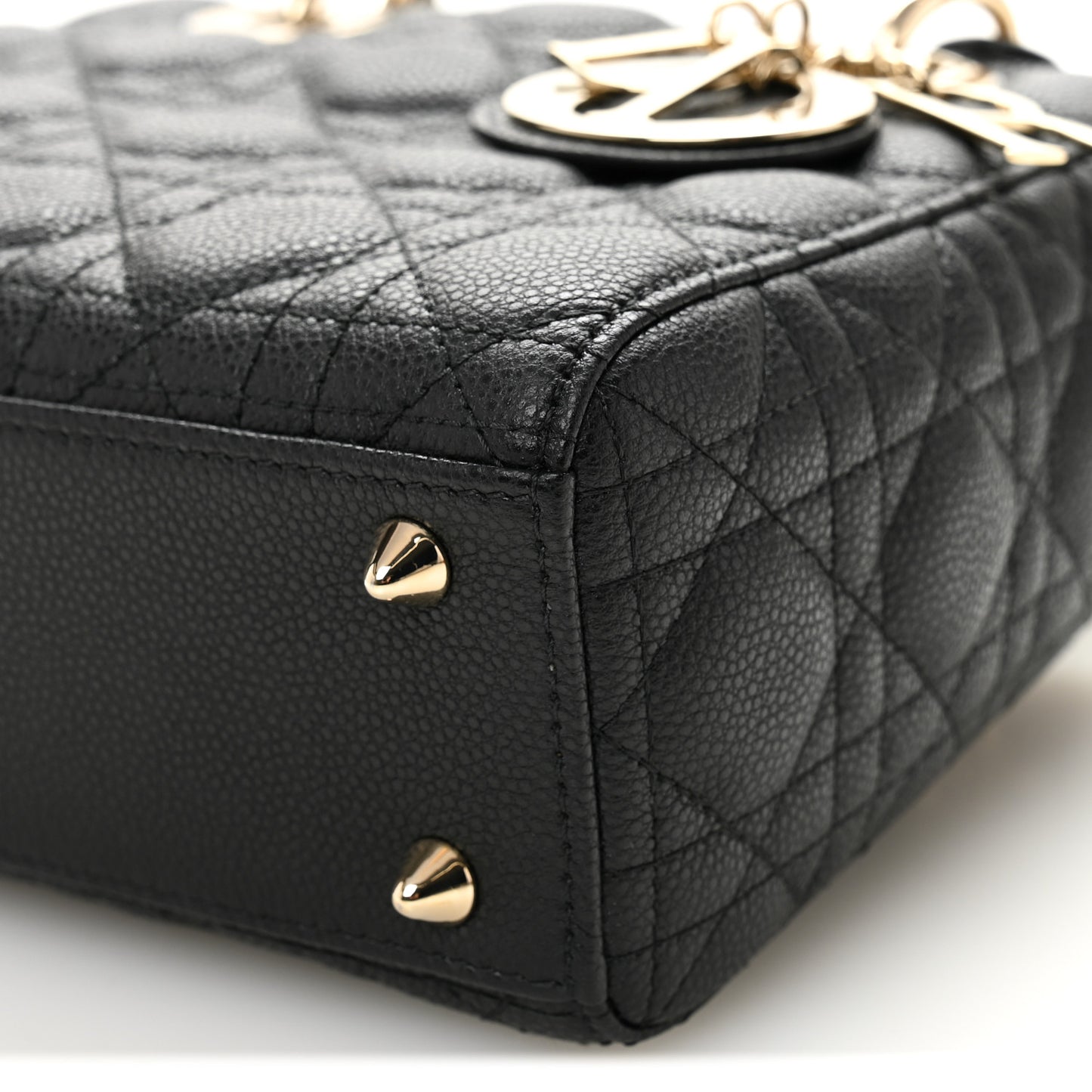 Grained Calfskin Cannage Small Lady Dior Black