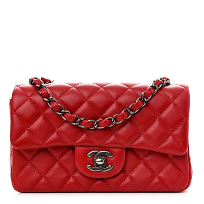 Chanel Lambskin Quilted Mini Rectangular Flap Red 1 of 15