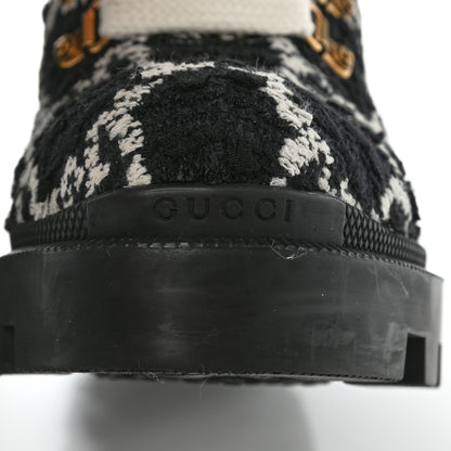 Gucci Tweed GG Monogram Lace Up Combat Ankle Boots 39.5 Black 10 of 10