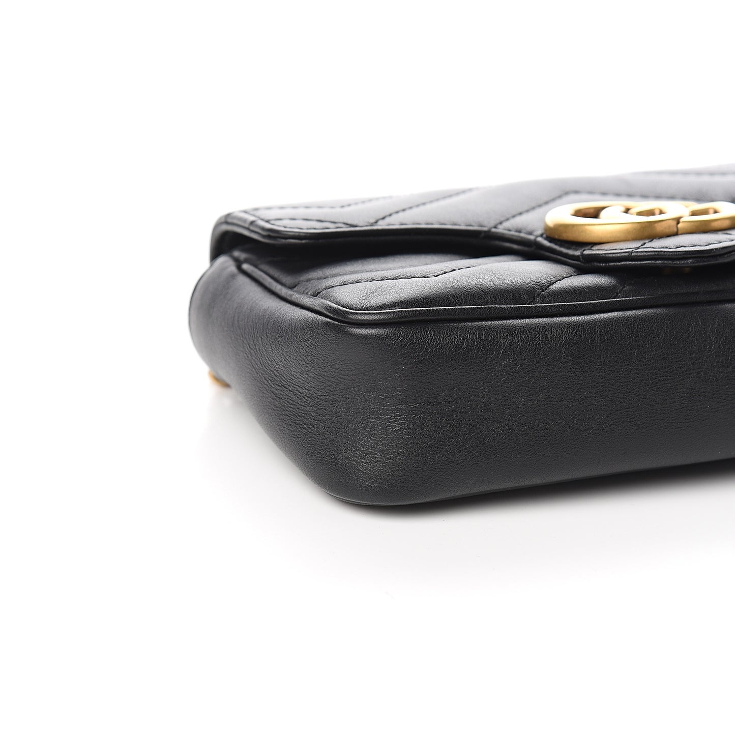 Calfskin Matelasse Super Mini GG Marmont Shoulder Bag Black