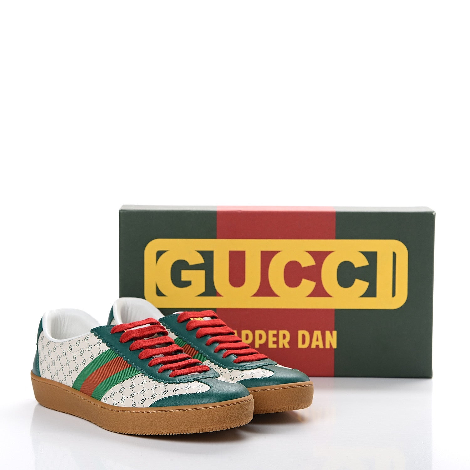 Gucci X DAPPER DAN Calfskin Suede GG Micro Monogram G74 Sneakers 37.5 Emerald Mystic White 8 of 8