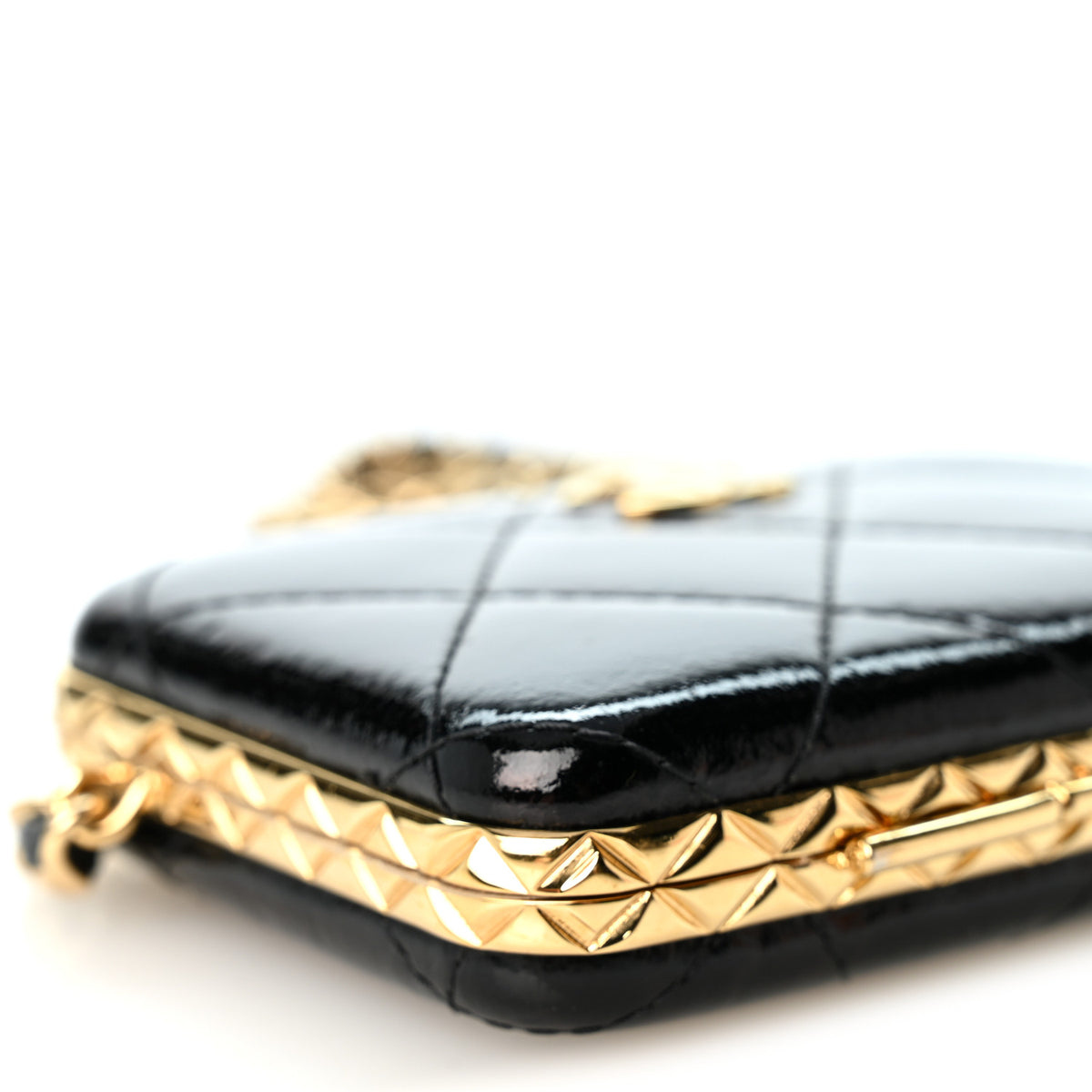 Chanel Glazed Goatskin Quilted Small Box With Chain Black 10 of 11
