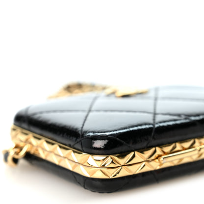 Chanel Glazed Goatskin Quilted Small Box With Chain Black 10 of 11