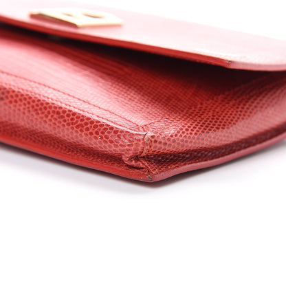 Fendi Calfskin Lizard Embossed Wallet on Chain Red 11 of 19