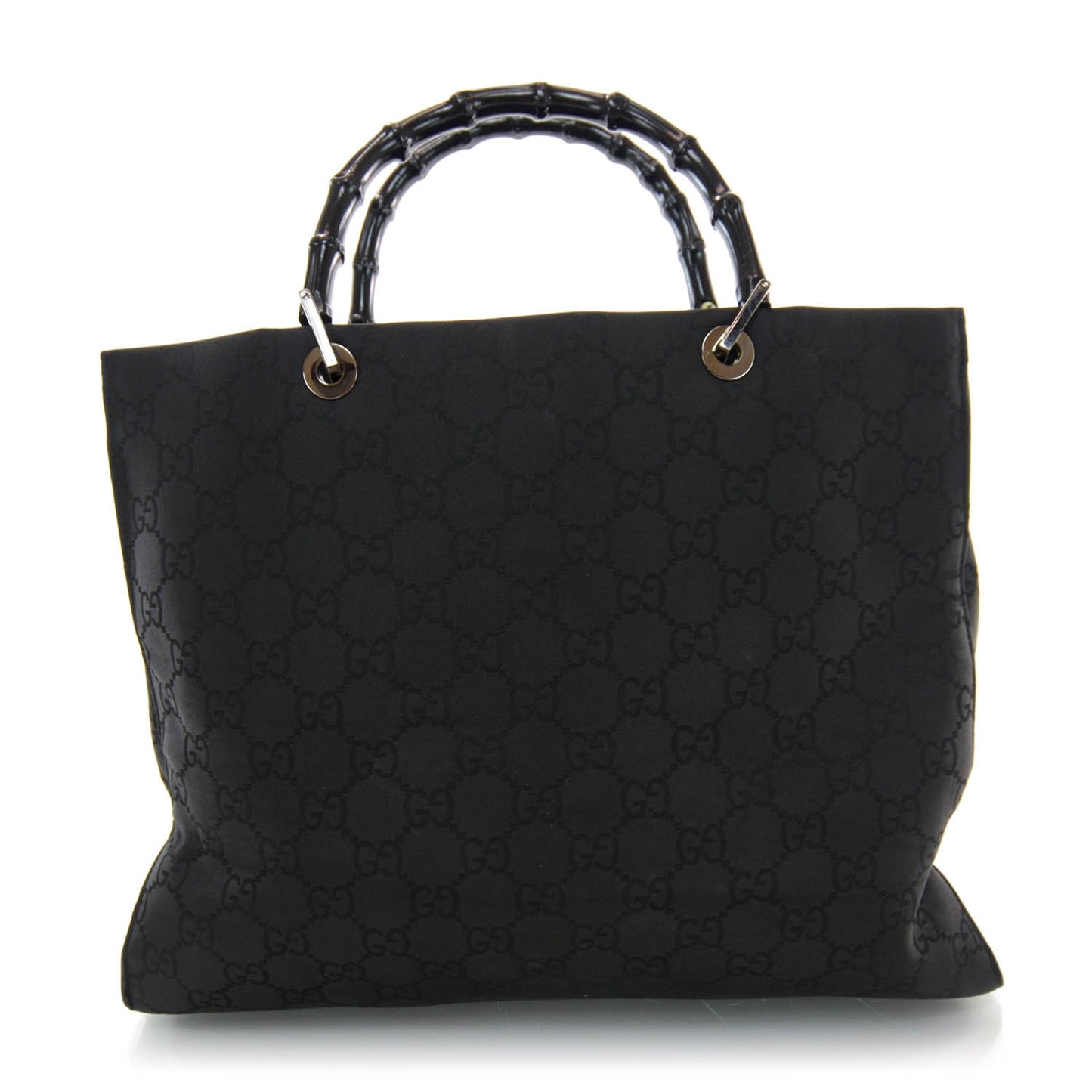Nylon Monogram Bamboo Handle Bag Black