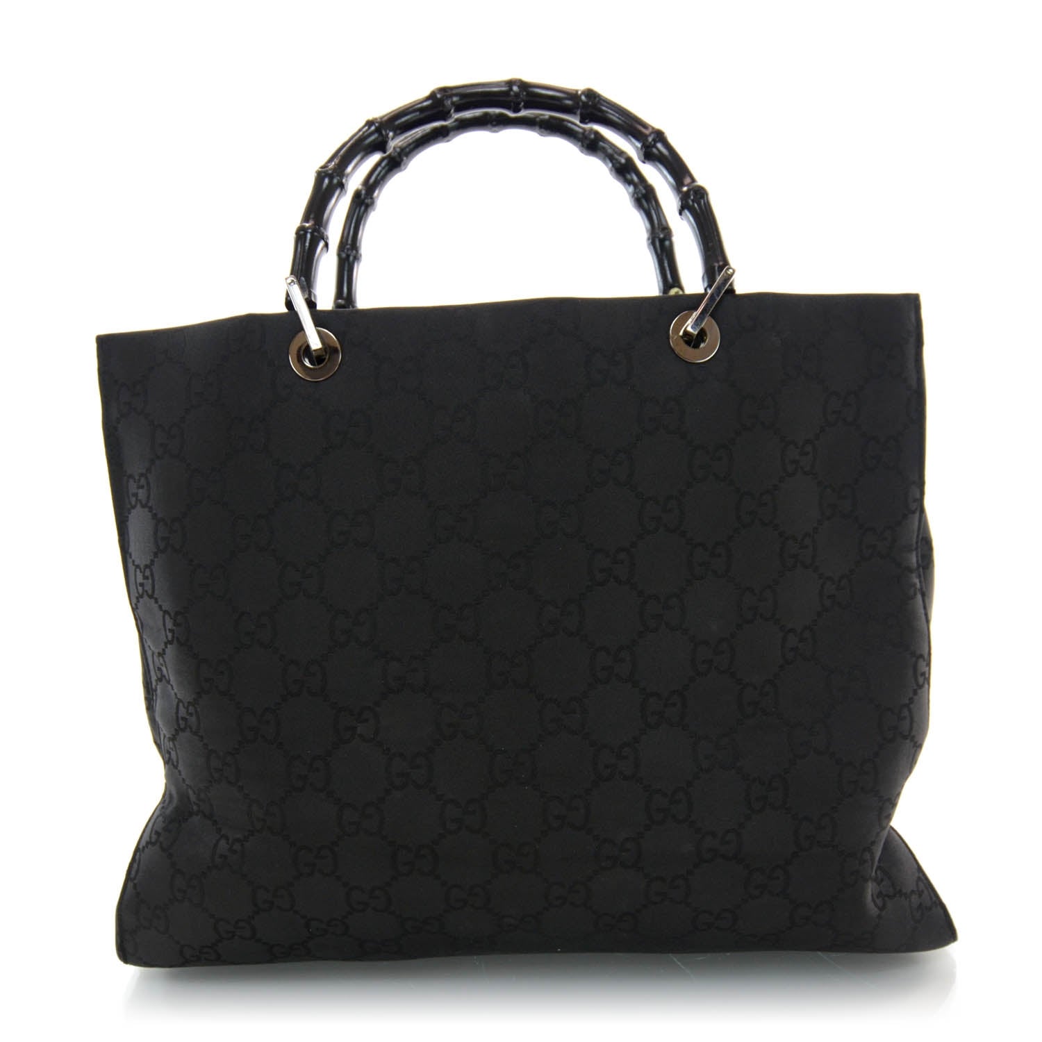 Gucci Nylon Monogram Bamboo Handle Bag Black 3 of 8