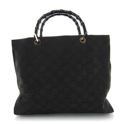 Gucci Nylon Monogram Bamboo Handle Bag Black 3 of 8